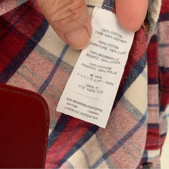 J.Crew Slim Maroon & Cream Flannel Shirt - Medium - Picture 7 of 8